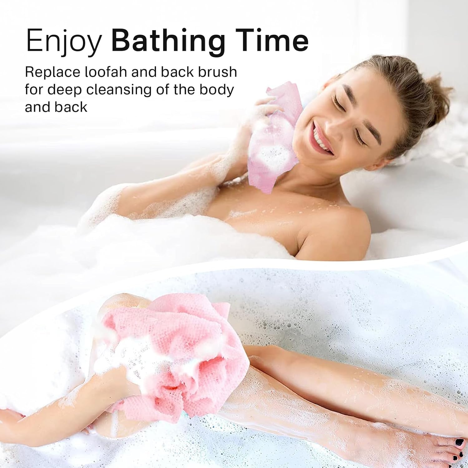 Exfoliating Washcloth Towel- Exfoliating Body Scrubber Exfoliator, Back Scrubber for Shower Bath, Exfoliate Rags Wash Cloths, Loofah Lufa Sponge, Body Scrub & Exfoliation Women Men