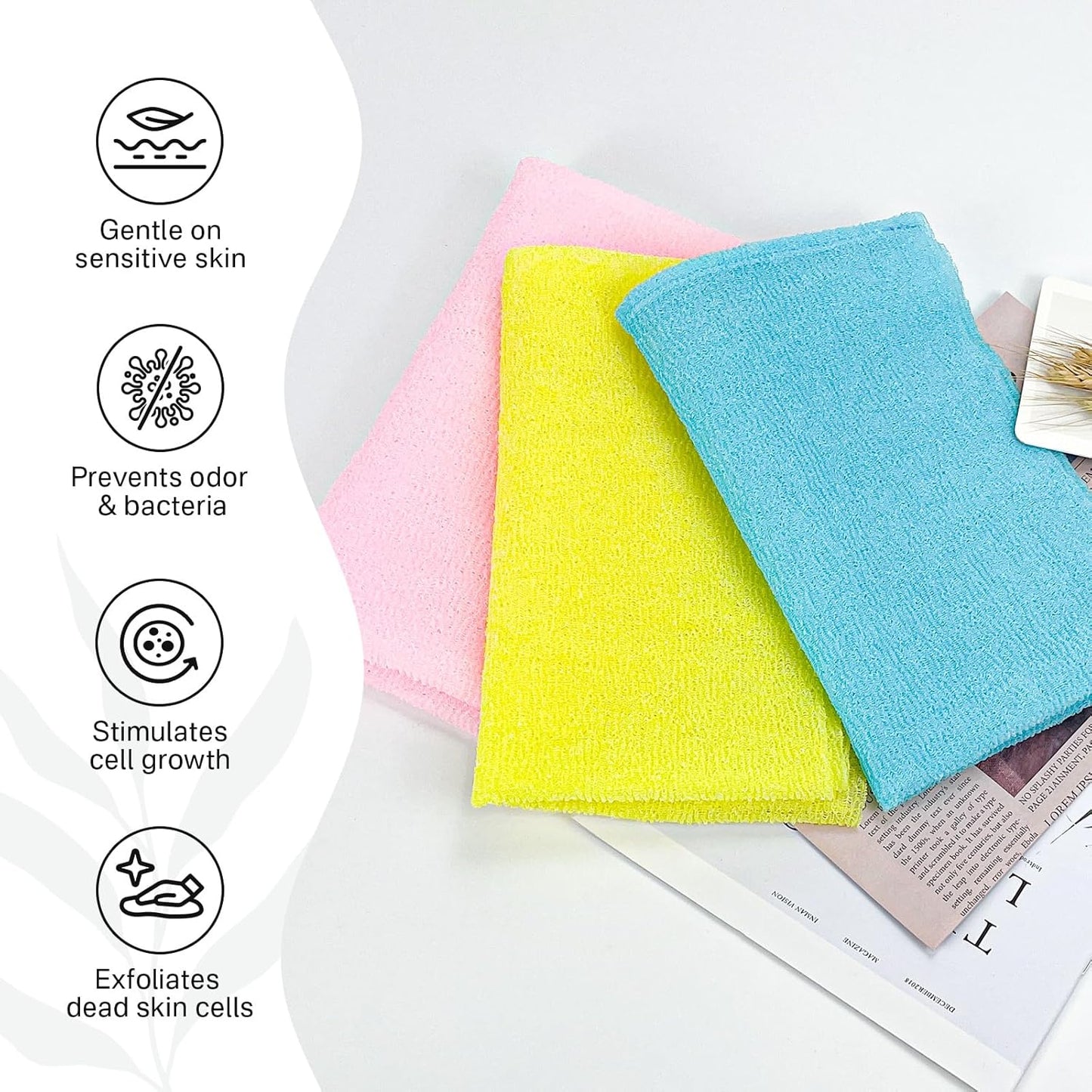 Exfoliating Washcloth Towel- Exfoliating Body Scrubber Exfoliator, Back Scrubber for Shower Bath, Exfoliate Rags Wash Cloths, Loofah Lufa Sponge, Body Scrub & Exfoliation Women Men