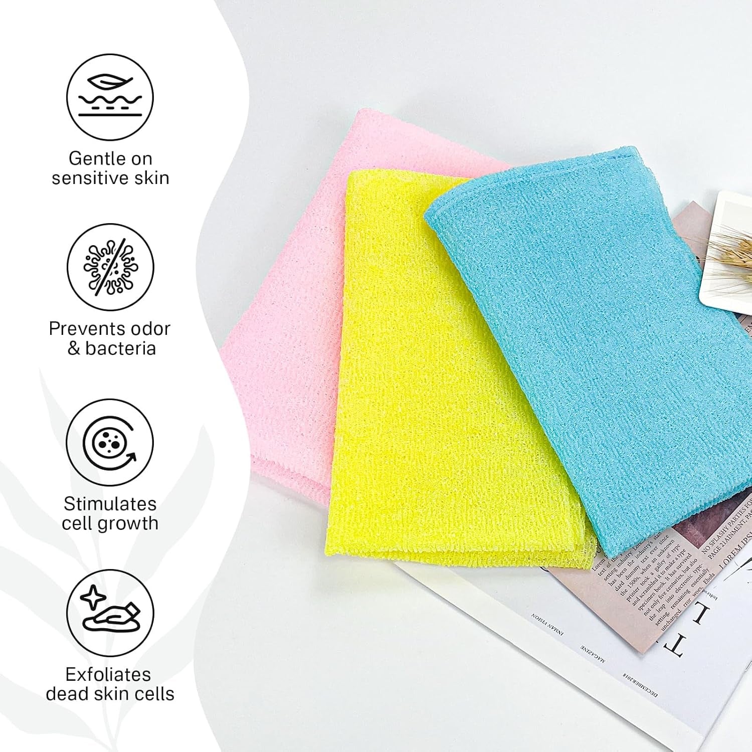 Exfoliating Washcloth Towel- Exfoliating Body Scrubber Exfoliator, Back Scrubber for Shower Bath, Exfoliate Rags Wash Cloths, Loofah Lufa Sponge, Body Scrub & Exfoliation Women Men
